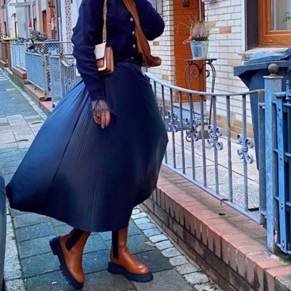 Nwt new Zara light brown leather lug sole chunky ankle combat boots 8 - Picture 13 of 13